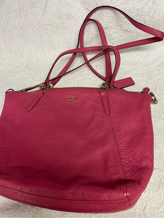 Coach Pebbled Leather Shoulder Bag - Fuchsia Pink